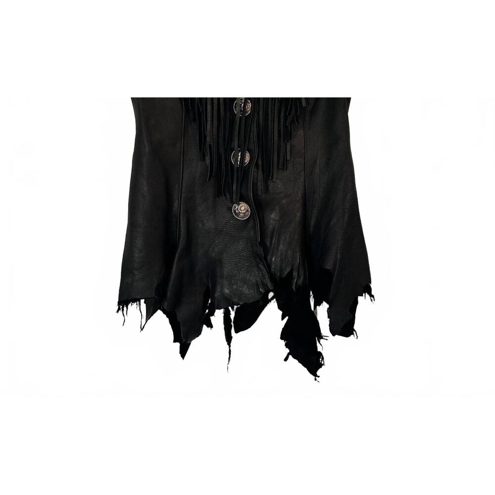 NEW PAT DAHNKE women's deerskin ragged leather vest in black